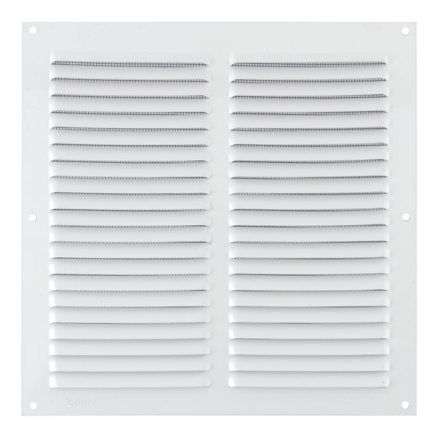 REJILLA DE VENTILACION CON MOSQUITERA SOBREPONER ALUMINIO BLANCO 25 X 25 CM. ESPESOR 0.8  MM