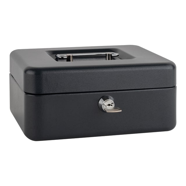 CAJA FUERTE DE CAUDALES CON LLAVE DE SOBREMESA NEGRA