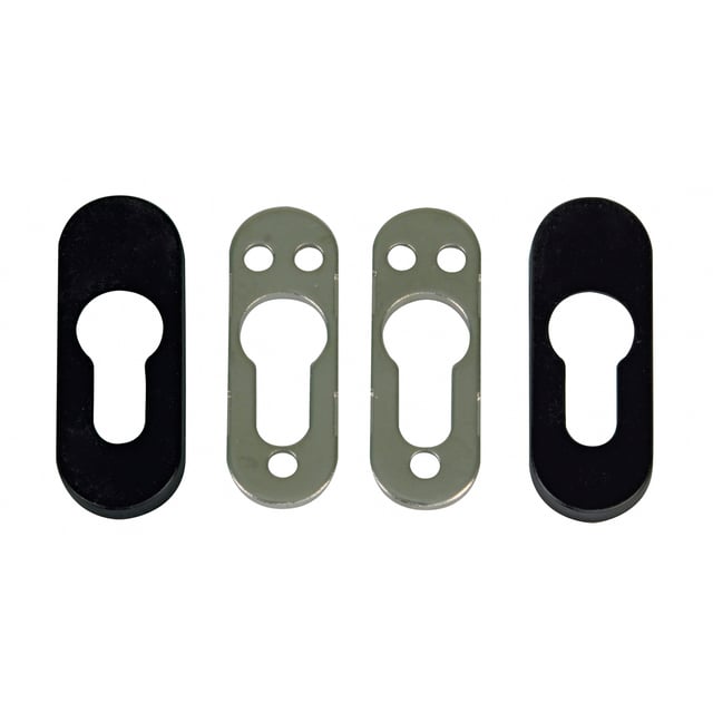 ESCUDO DE SEGURIDAD CUADRADO PARA CILINDRO ACABADO EN NEGRO AMIG