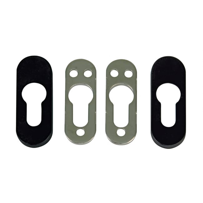 ESCUDO DE SEGURIDAD CUADRADO PARA CILINDRO ACABADO EN NEGRO AMIG - 1