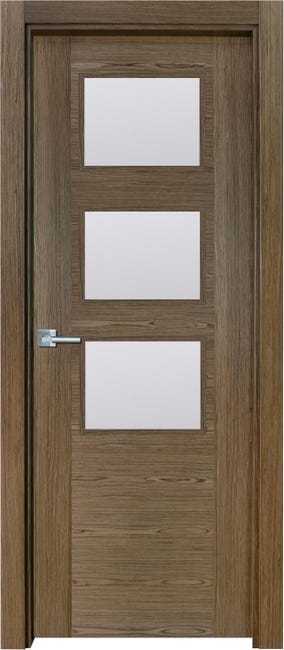 PUERTA INTERIOR EN BLOCK RECHAPADA HORIZONTAL VIDRIADA NOGAL 82,5 CM IZQUIERDA - 1