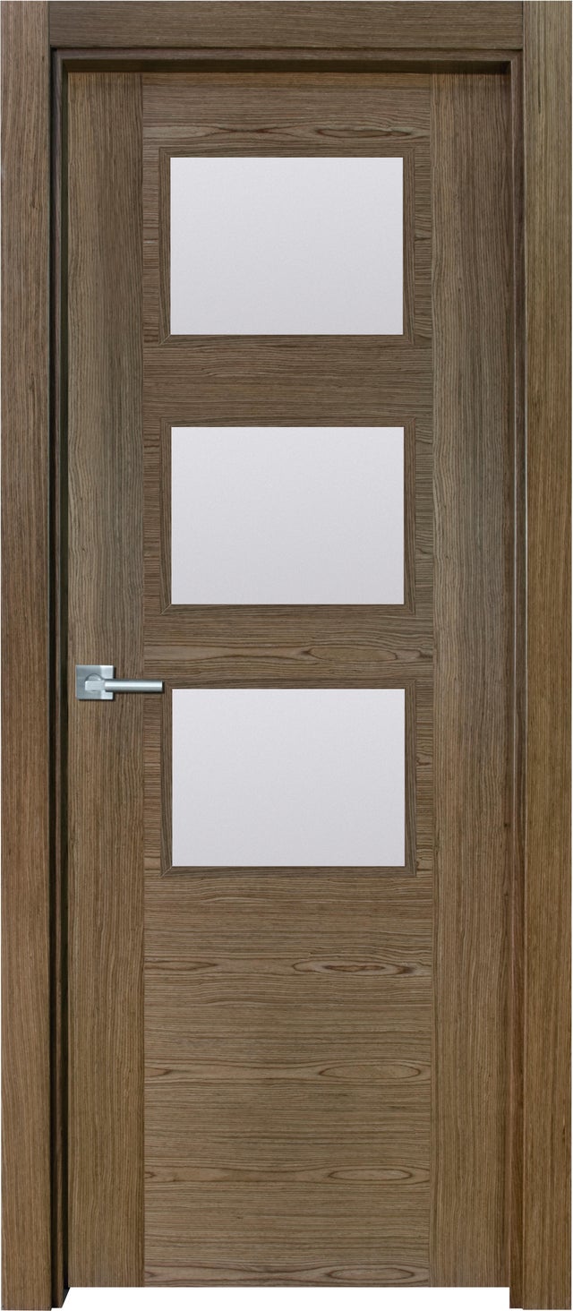 PUERTA INTERIOR EN BLOCK RECHAPADA HORIZONTAL NOGAL VIDRIADA 72,5 CM DERECHA