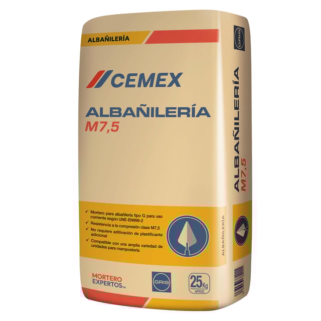 MORTERO SECO GRIS M7,5 CEMEX 25 KG