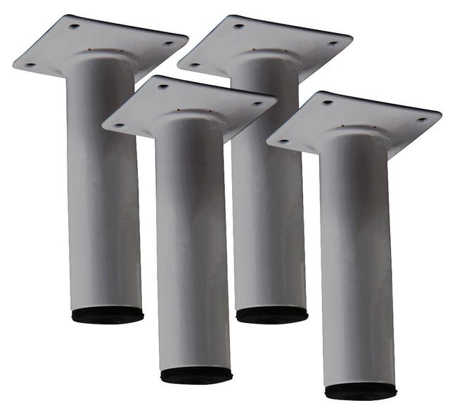 PATA MUEBLE ACERO REDONDA  H 100 MM  30 MM GRIS. 4 UDS - 1