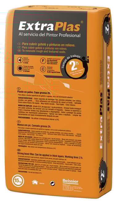 PLASTE EN POLVO CAPA GRUESA 15KG EXTRAPLAS 2 HORAS  - 1