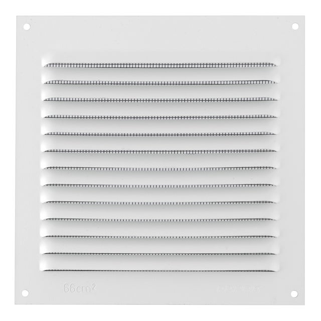 REJILLA DE VENTILACION CON MOSQUITERA SOBREPONER ALUMINIO BLANCO 15 X 15 CM. ESPESOR 0.8  MM