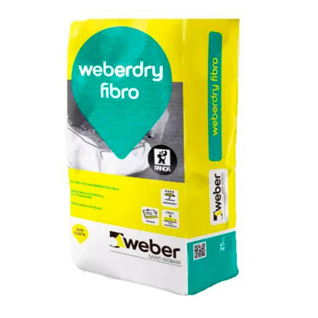 MORTERO IMPERMEABLE GRIS WEBERDRY FIBRO 25 KG