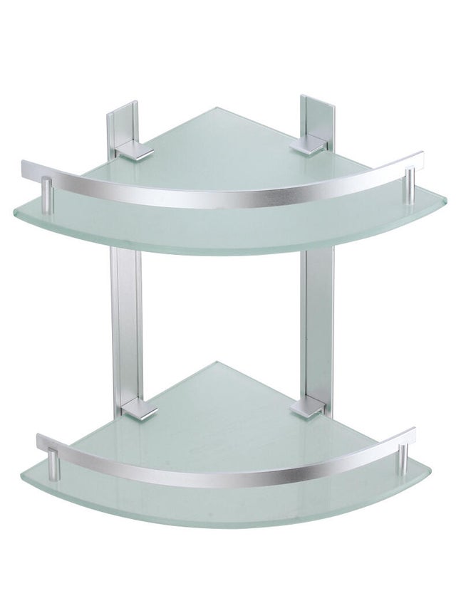 ESTANTE DE BAÑO RINCÓN  ALUMINIO-VIDRIO