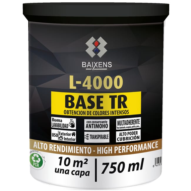 BASE PINTURA PLÁSTICA MATE L4000 750ML TONOS INTENSOS - 1