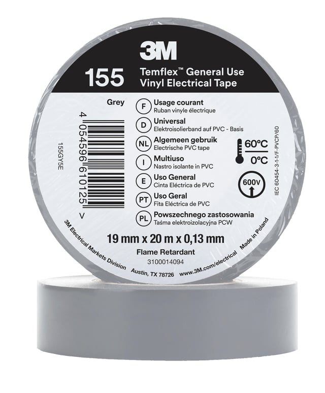 CINTA AISLANTE 3M 19MM X 20M GRIS