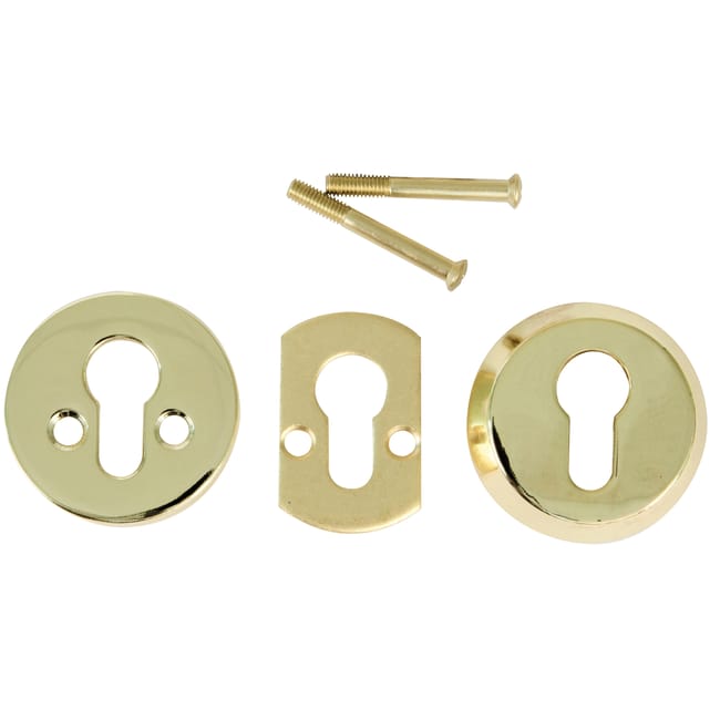 ESCUDO DE SEGURIDAD REDONDO PARA CERRADURA ACABADO EN LATONADO AMIG - 1