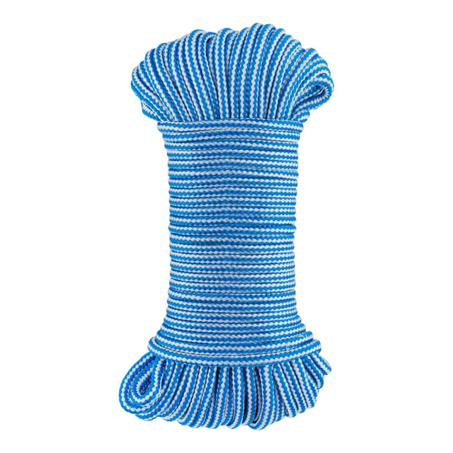 CORDON POLIPROPILENO 4  MM. 25 M BLANCO Y AZUL ROMBULL