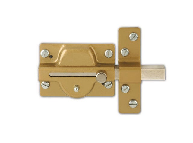 CERROJO PUERTA DE SEGURIDAD PARA INTERIOR Y EXTERIOR ESMALTADO ORO 3 LLAVES EZCURRA