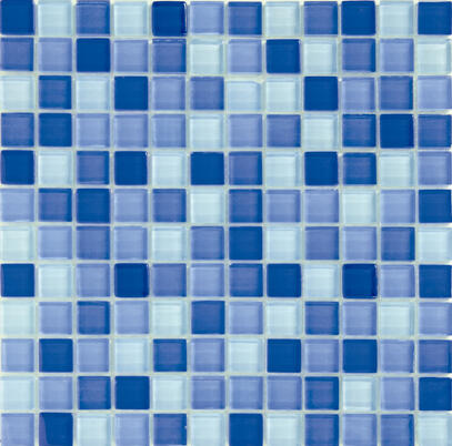 MOSAICO VIDRIO 30 X 30 CM. CRISTAL MIX AZUL
