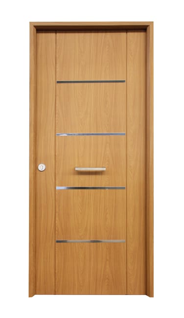 PUERTA ENTRADA RESIDENCIAL RECUBIERTA PVC ROBLE 80 CM IZQUIERDA - 1