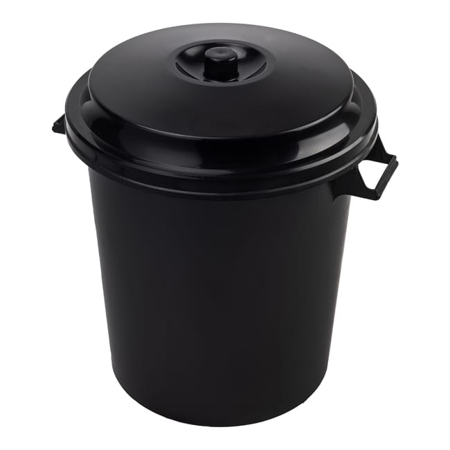 CUBO DE BASURA CON TAPA NEGRA 50L - 1
