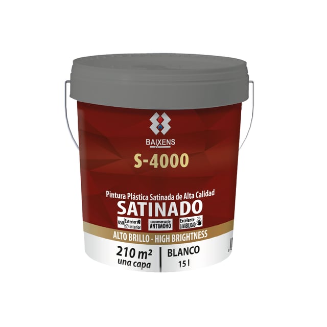 PINTURA PLASTICA BLANCA SATINADA 15L S4000