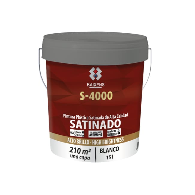 PINTURA PLASTICA BLANCA SATINADA 15L S4000 - 1