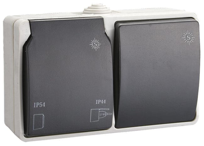 SCHUKO + CONMUTADOR SUPERFICIE IP54 - 1