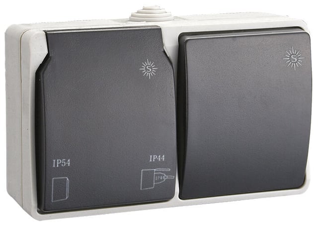 SCHUKO + CONMUTADOR SUPERFICIE IP54