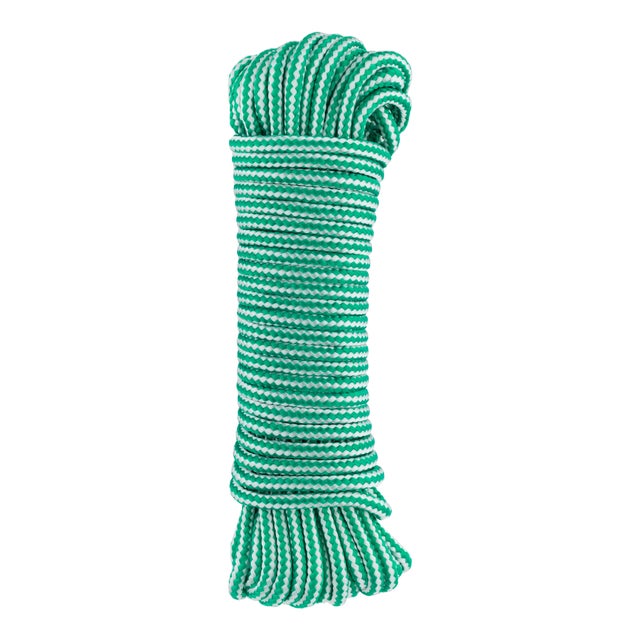 CORDON POLIPROPILENO 4  MM. 10 M BLANCO  Y VERDE ROMBULL