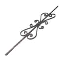 BARRA DE HIERRO FORJADO MARTILLADO DECORATIVO DOS RIZOS Y DIBUJO CENTRAL  900X174X12MM - 1