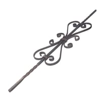 BARRA DE HIERRO FORJADO MARTILLADO DECORATIVO DOS RIZOS Y DIBUJO CENTRAL  900X174X12MM - 1