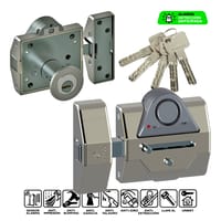 CERROJO PUERTA DE SEGURIDAD INTERIOR Y EXTERIOR CROMADO 5 LLAVES LINCE - 1