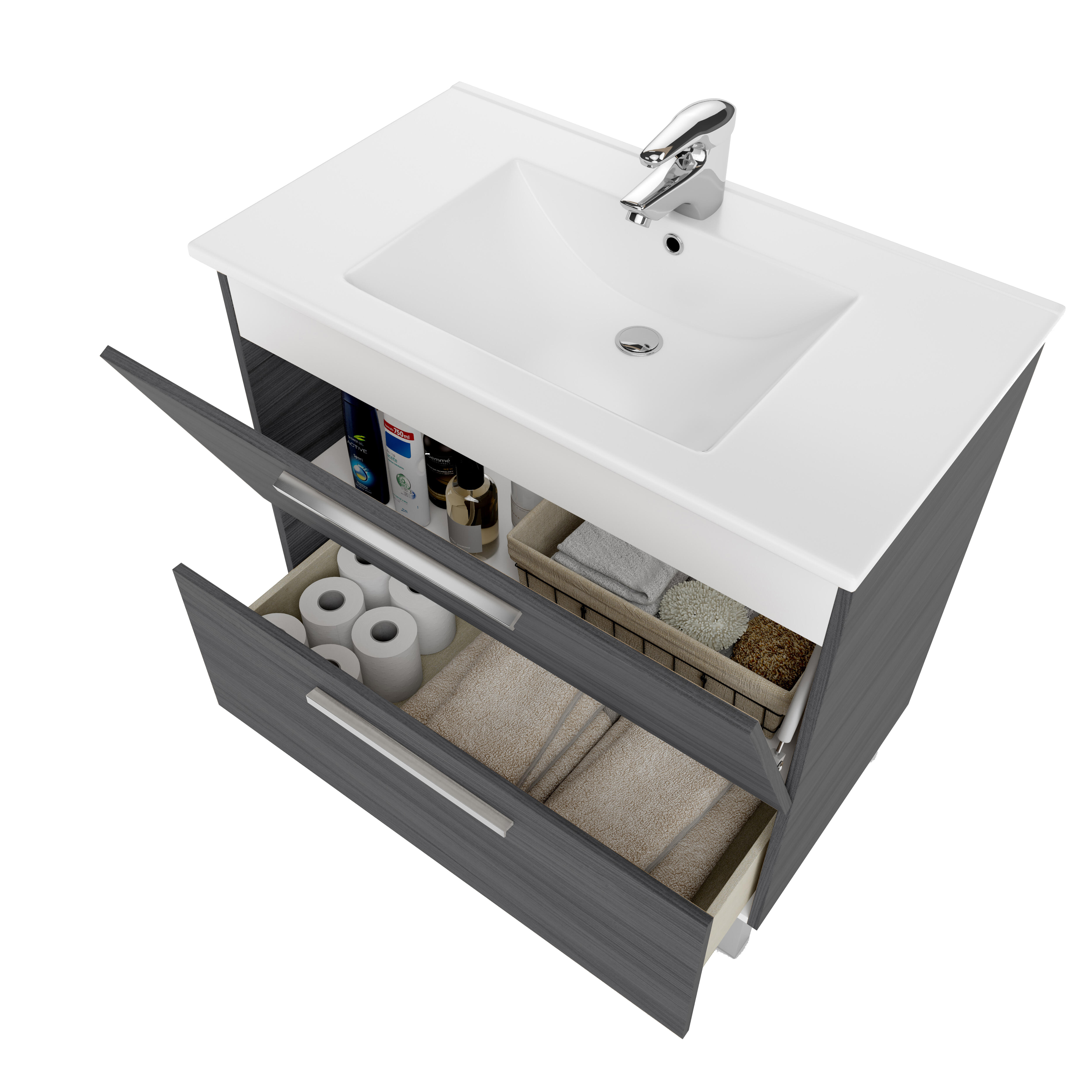 MUEBLE DE BAÑO CON ESPEJO URBAN CENIZA 80X45,5CM - 4