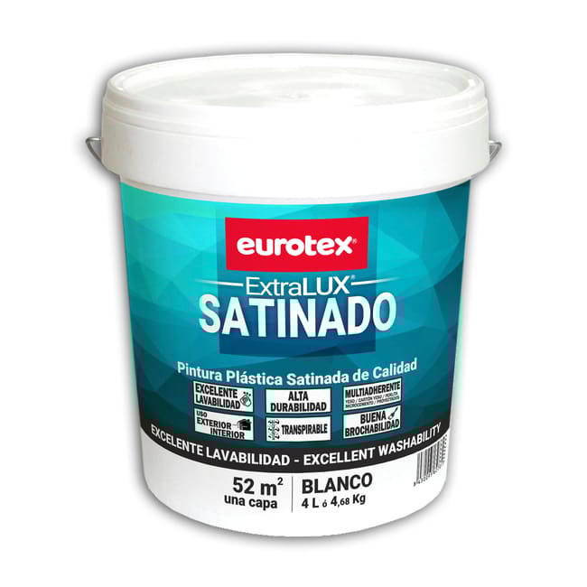 PINTURA PLASTICA BLANCA SATINADA 4L EXTRALUX - 1