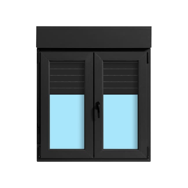 VENTANA PVC OSCILOBATIENTE CON PERSIANA GRIS GRAFITO 100X118CM - 1