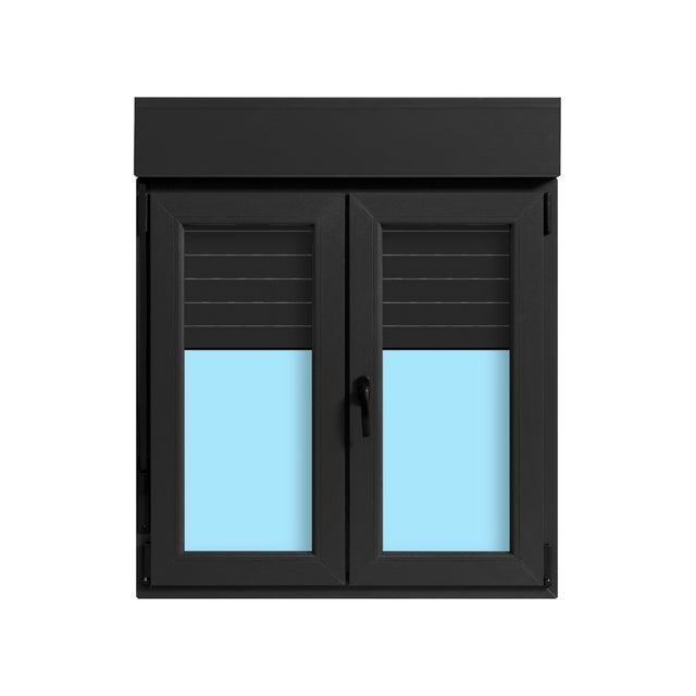 VENTANA PVC OSCILOBATIENTE CON PERSIANA GRIS GRAFITO 100X118CM