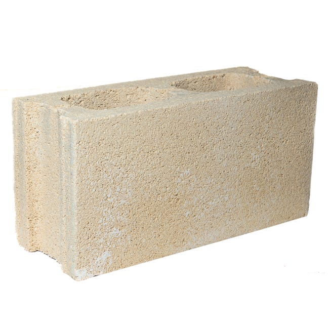BLOQUE DE HORMIGÓN LISO CREMA 39X19X14 CM - 1