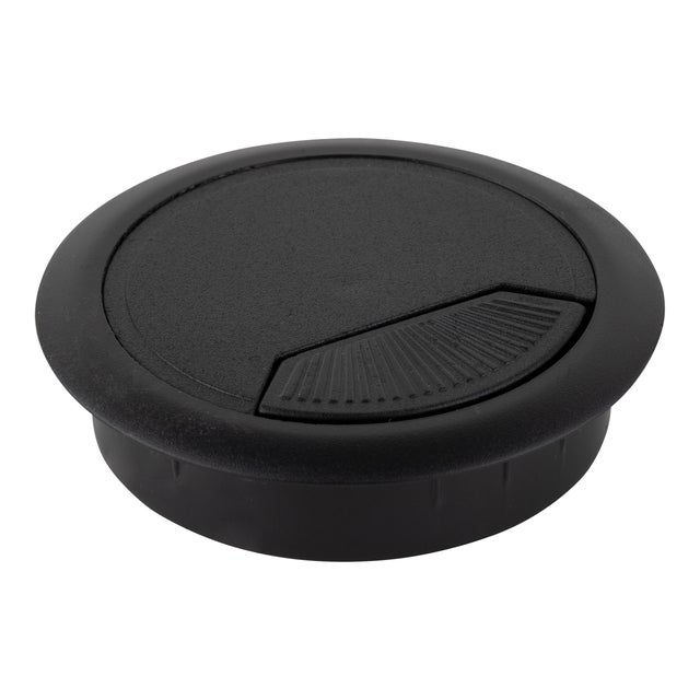 TAPA PASACABLES PARA MESA  60 MM NEGRA. 2 UDS