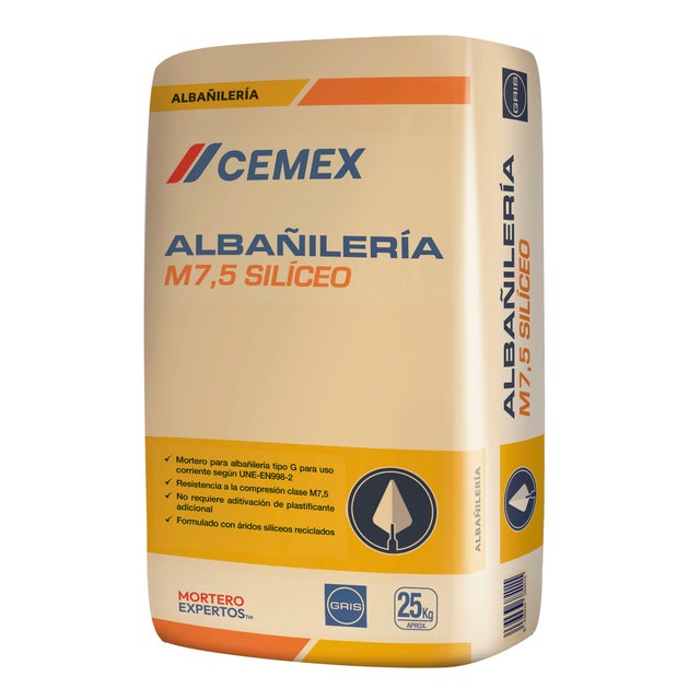 MORTERO SECO GRIS M7,5 SILÍCEO CEMEX 25 KG