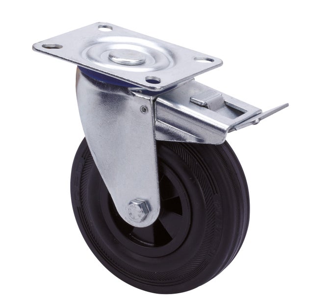 RUEDA GIRATORIA 125MM GOMA. HASTA 110KG. LLANTA ACERO