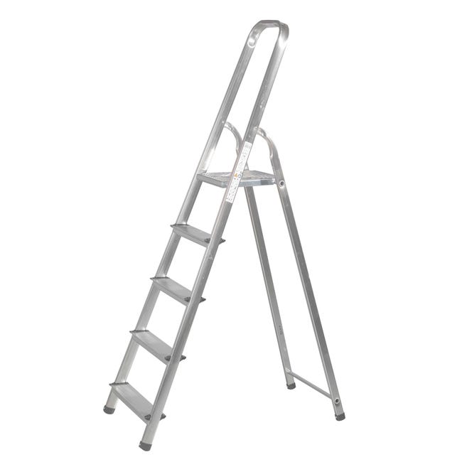 ESCALERA DOMÉSTICA ALUMINIO-ACERO 5 PELDAÑOS - 1