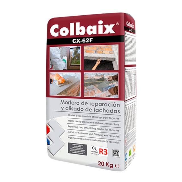 MORTERO EXTERIOR REPARACION Y ALISADO R3 COLBAIX CX-62F 5KG GRIS