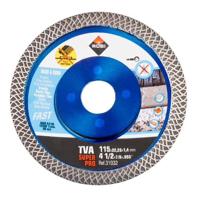 DISCO DE DIAMANTE AMOLADORA CORTE PORCELÁNICO BANDA CONTÍNUA TURBO TVA 115MM RUBI - 1