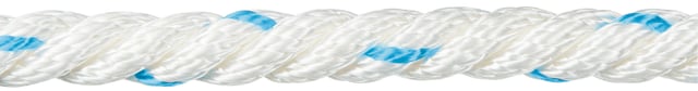 CUERDA  POLIESTER 10 MM. 1 M BLANCO CON PINTAS AZULES ROMBULL