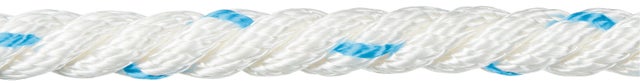 CUERDA  POLIESTER 10 MM. 1 M BLANCO CON PINTAS AZULES ROMBULL