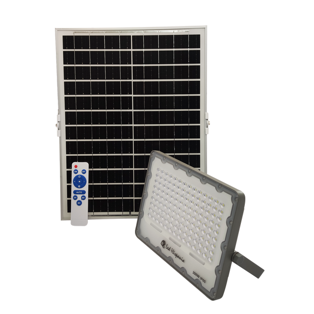 PROYECTOR SOLAR 200W LUZ FRIA CON PANEL