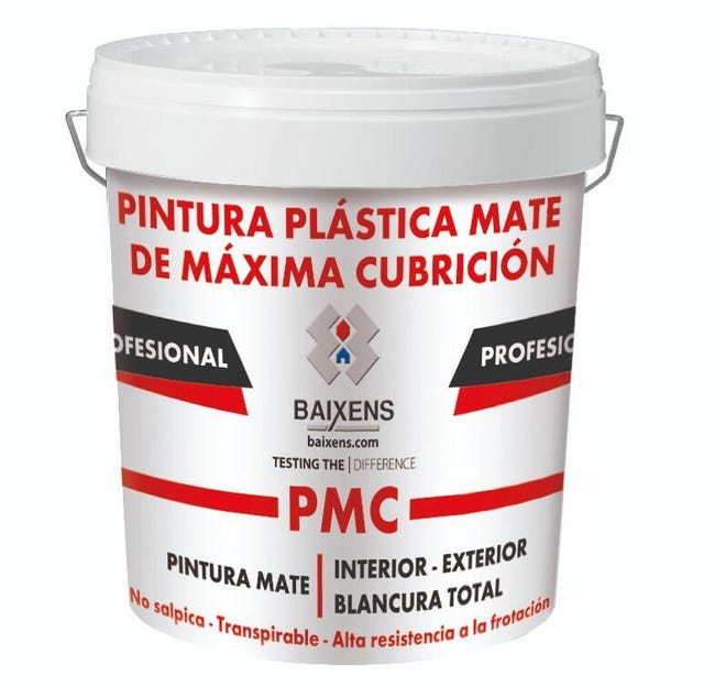 PINTURA PLASTICA BLANCA MATE 15L MAXIMA CUBRICION - 1
