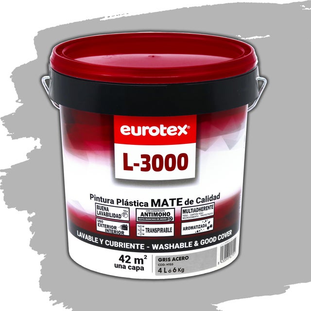 PINTURA PLASTICA GRIS ACERO MATE 4L L3000