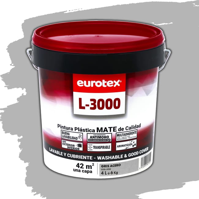PINTURA PLASTICA GRIS ACERO MATE 4L L3000 - 1