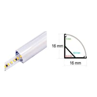 PERFIL TIRA LED DE ESQUINA ALUMINIO 16X16MM 2M - 1