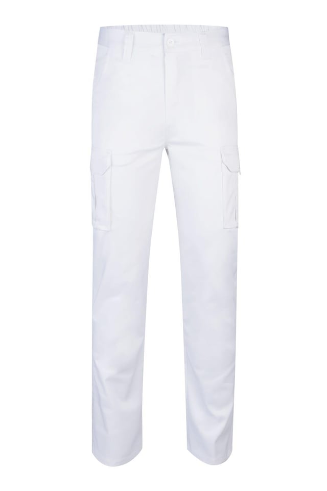 PANTALON DE TRABAJO MULTIBOLSILLOS ELÁSTICO BLANCO TALLA 50 VELILLA 103002S