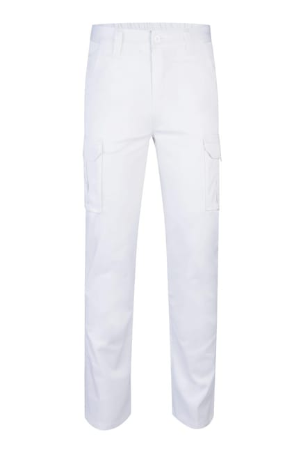 PANTALON DE TRABAJO MULTIBOLSILLOS ELÁSTICO BLANCO TALLA 50 VELILLA 103002S - 1