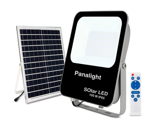 PROYECTOR SOLAR 100W LUZ FRIA CON PANEL - 1