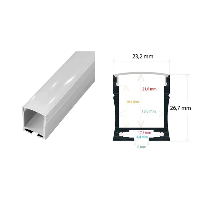 PERFIL TIRA LED DE SUSPENDER ALUMINIO 20X27MM 2M